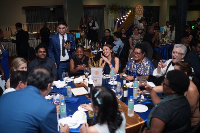 Guests at a formal gala dinner