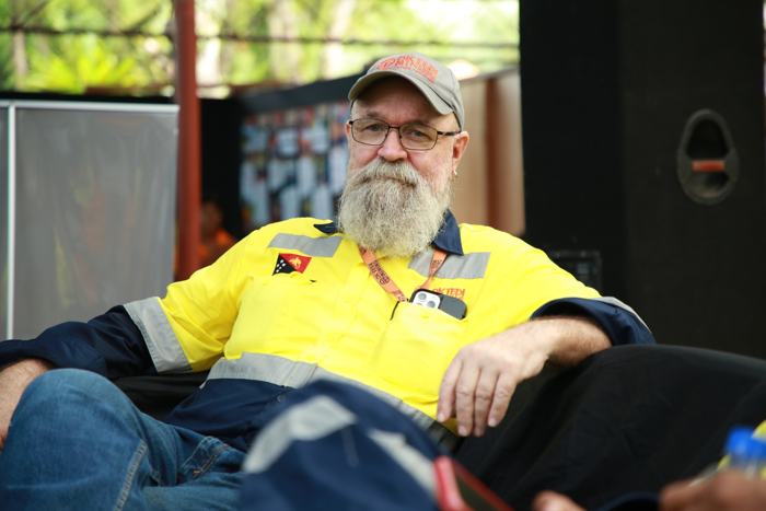 Mining staff member at an industry event
