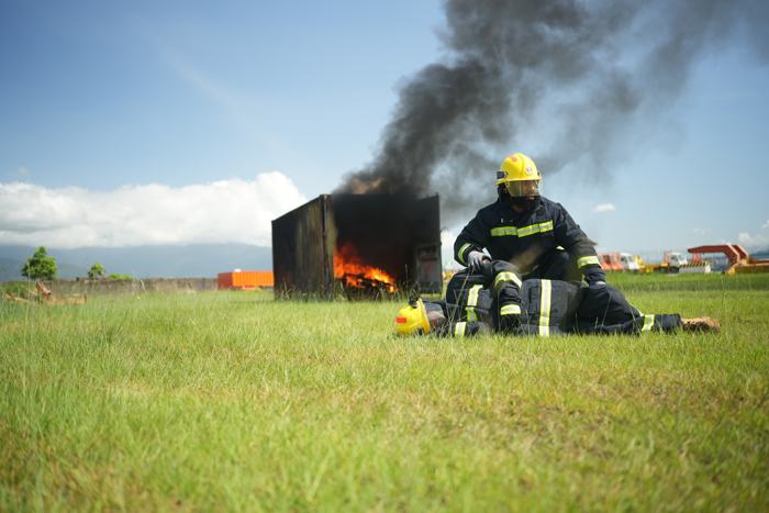 Live fire demonstration during a safety drill