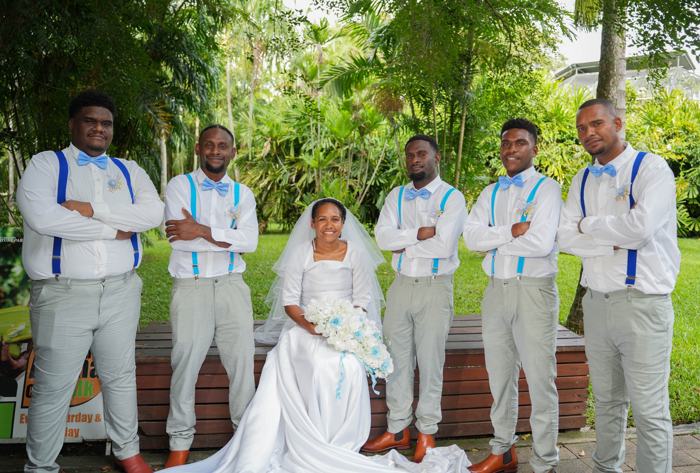 Bride with groomsmen