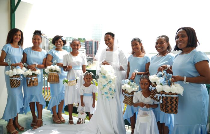Bride with her bridesmaids